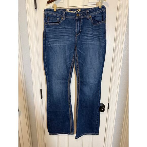 Seven7 Bootcut Jeans Size 14 Embroidered Pockets Mid Rise Coastal cowgirl Chic - Picture 3 of 12
